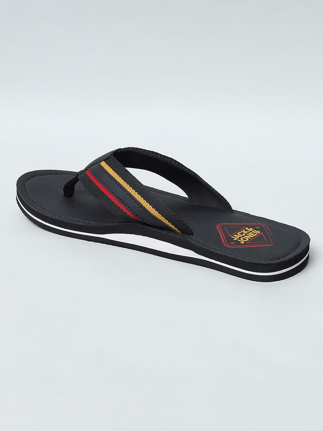 Black Logo Print Flip Flops