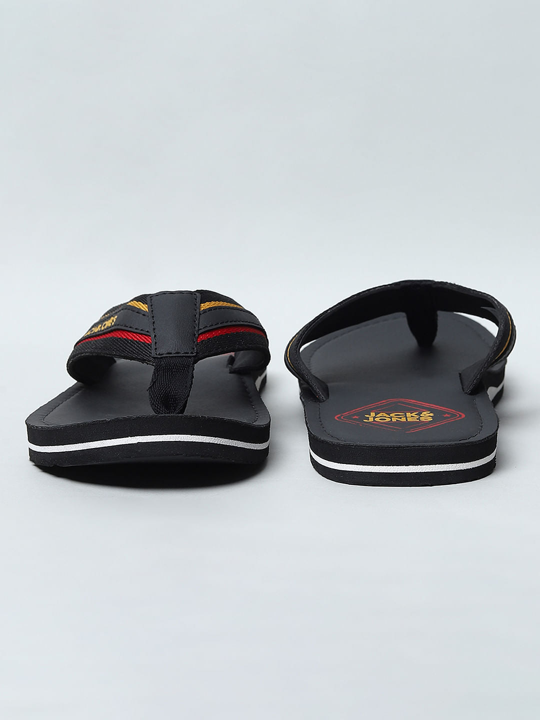 Black Logo Print Flip Flops