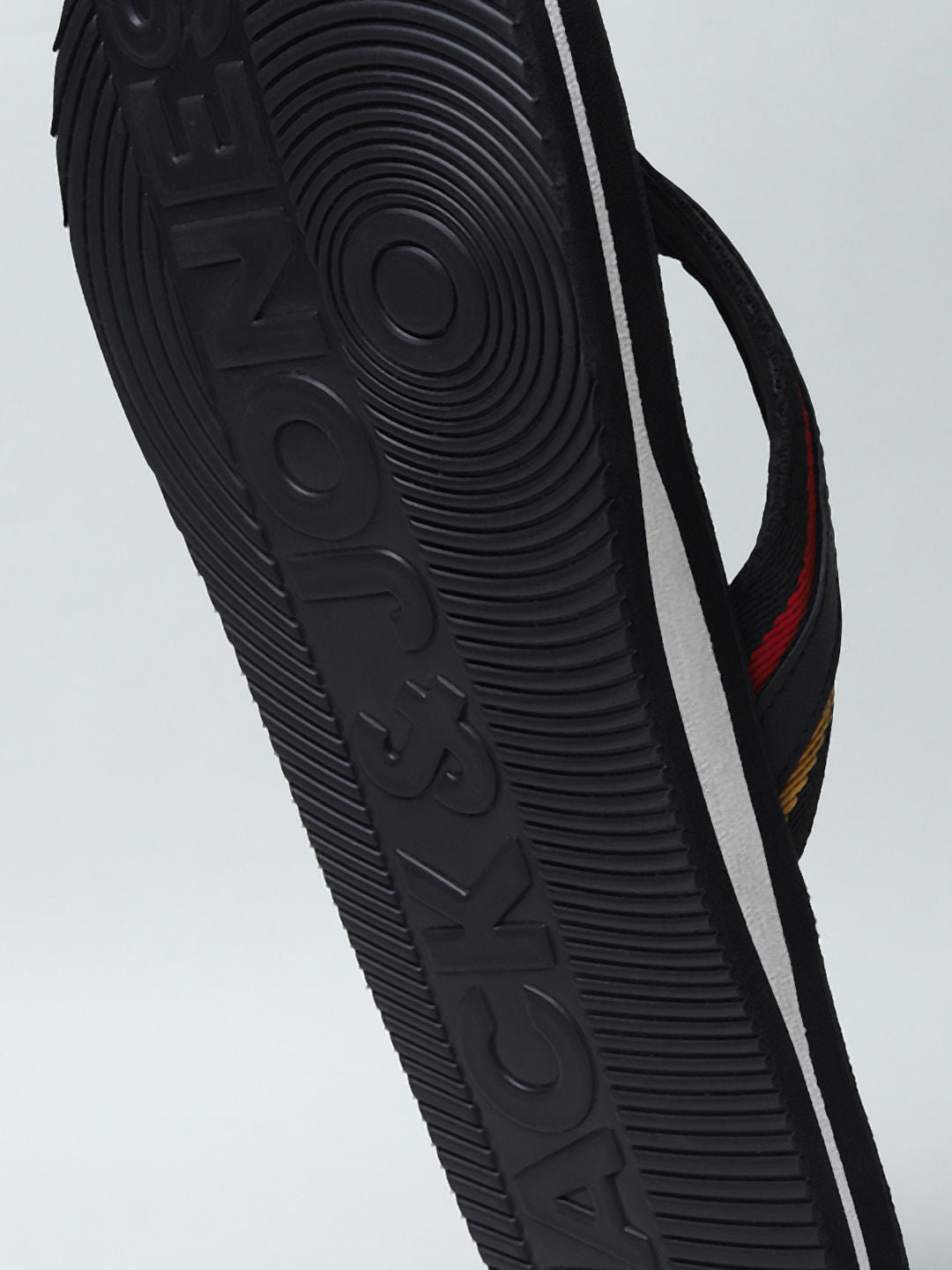 Black Logo Print Flip Flops