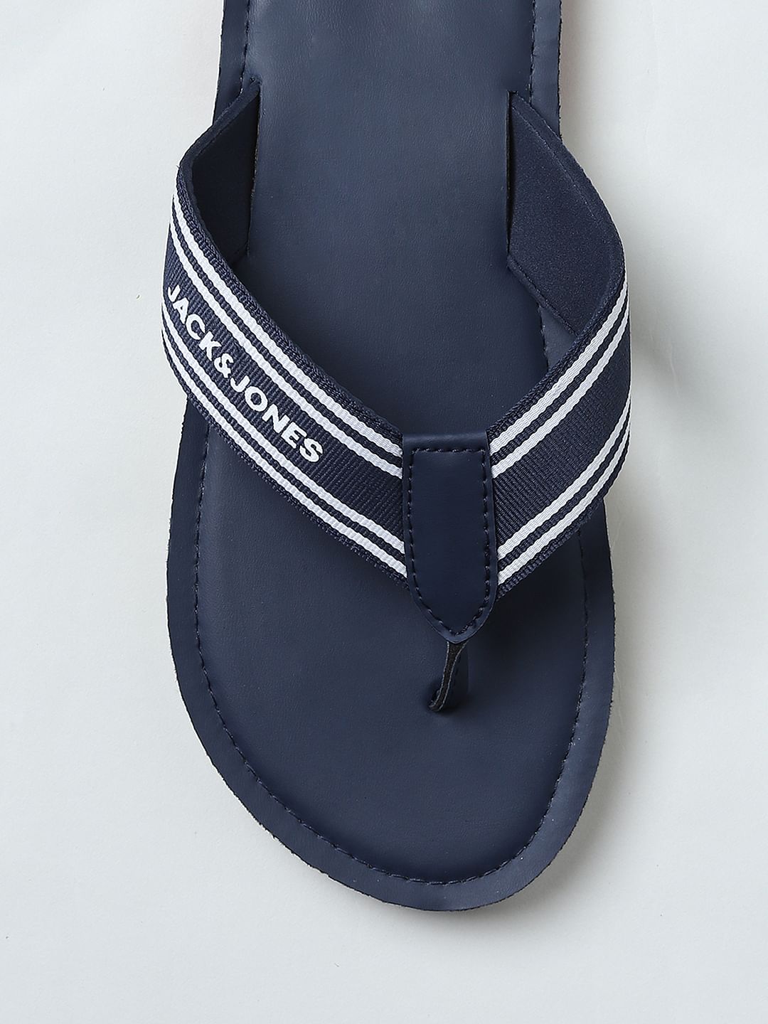 Blue Logo Print Flip Flops