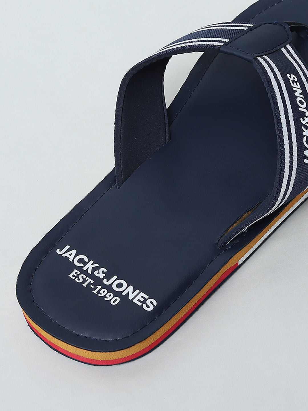 Blue Logo Print Flip Flops