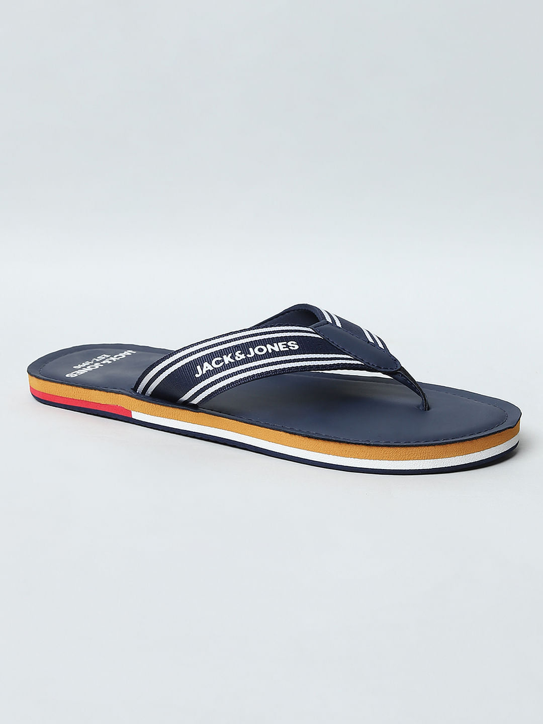 Blue Logo Print Flip Flops