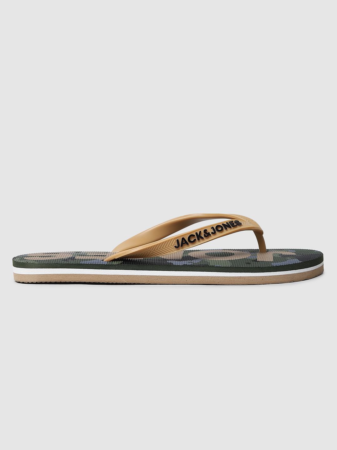 Green Camo Print Flip Flops