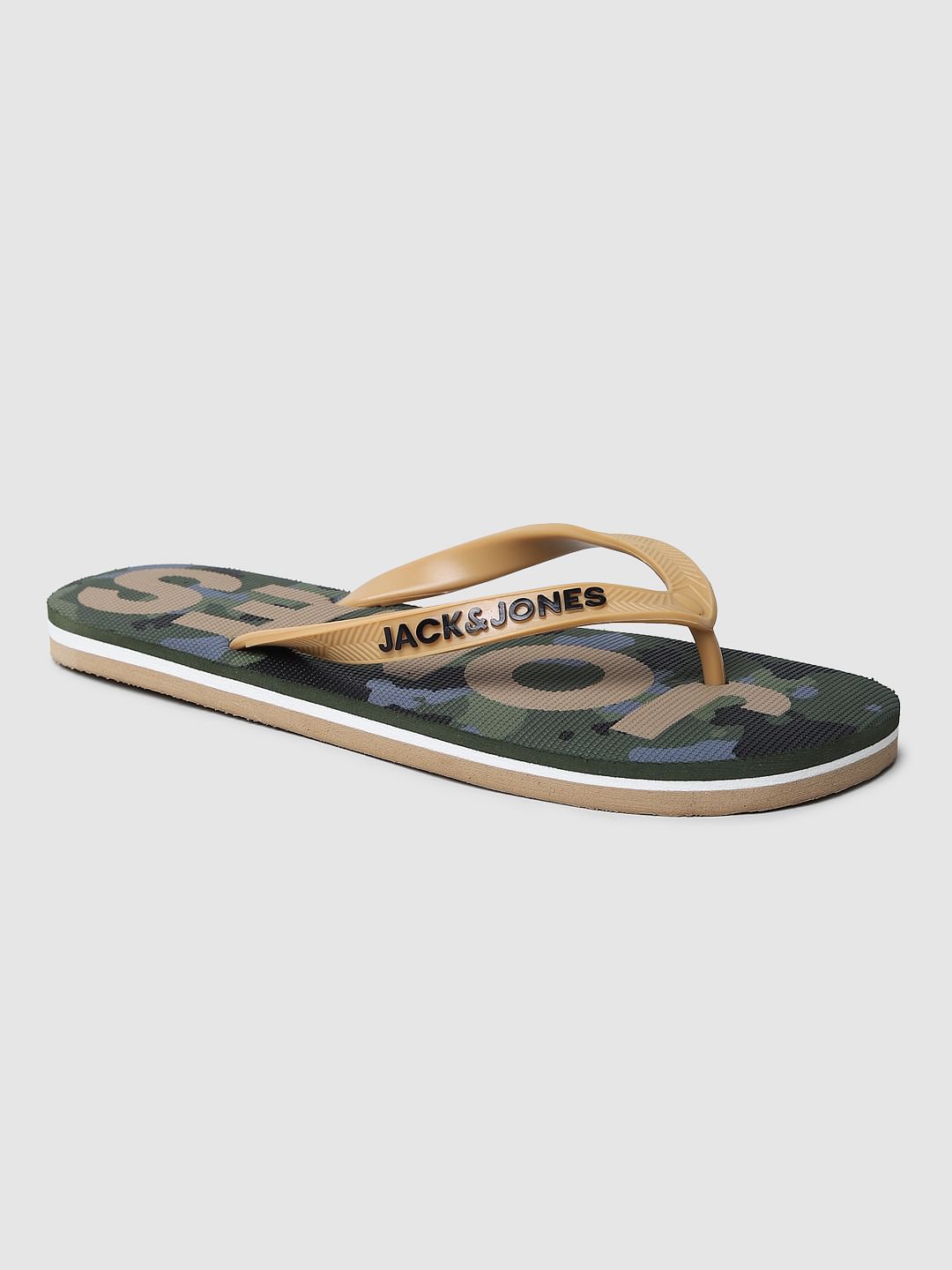 Green Camo Print Flip Flops