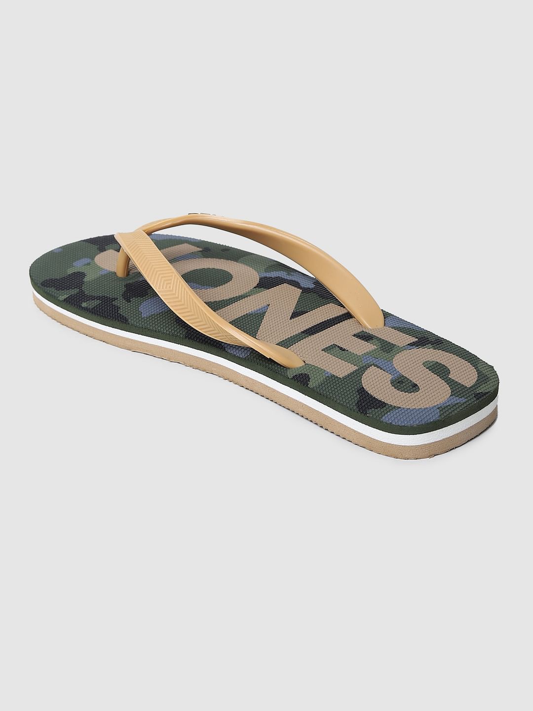 Green Camo Print Flip Flops