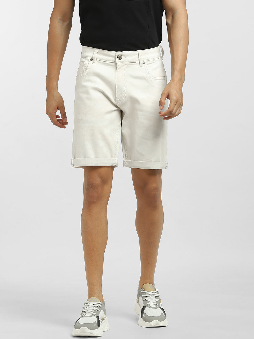White Low Rise Denim Shorts