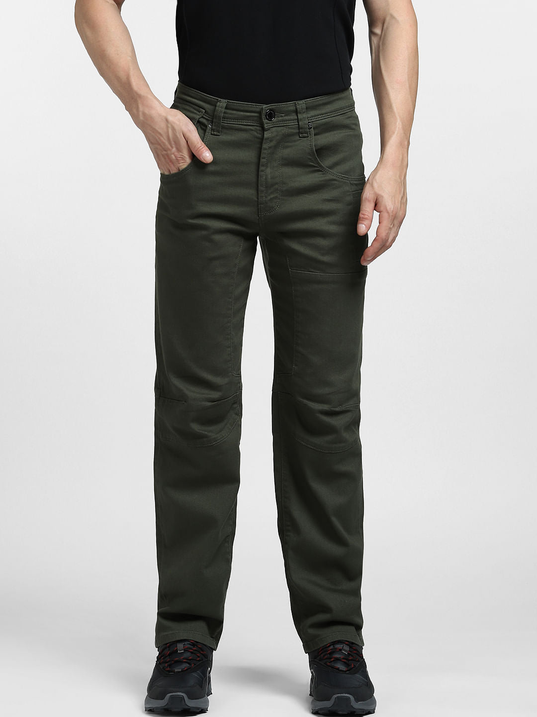 Green Mid Rise Cargo Pants