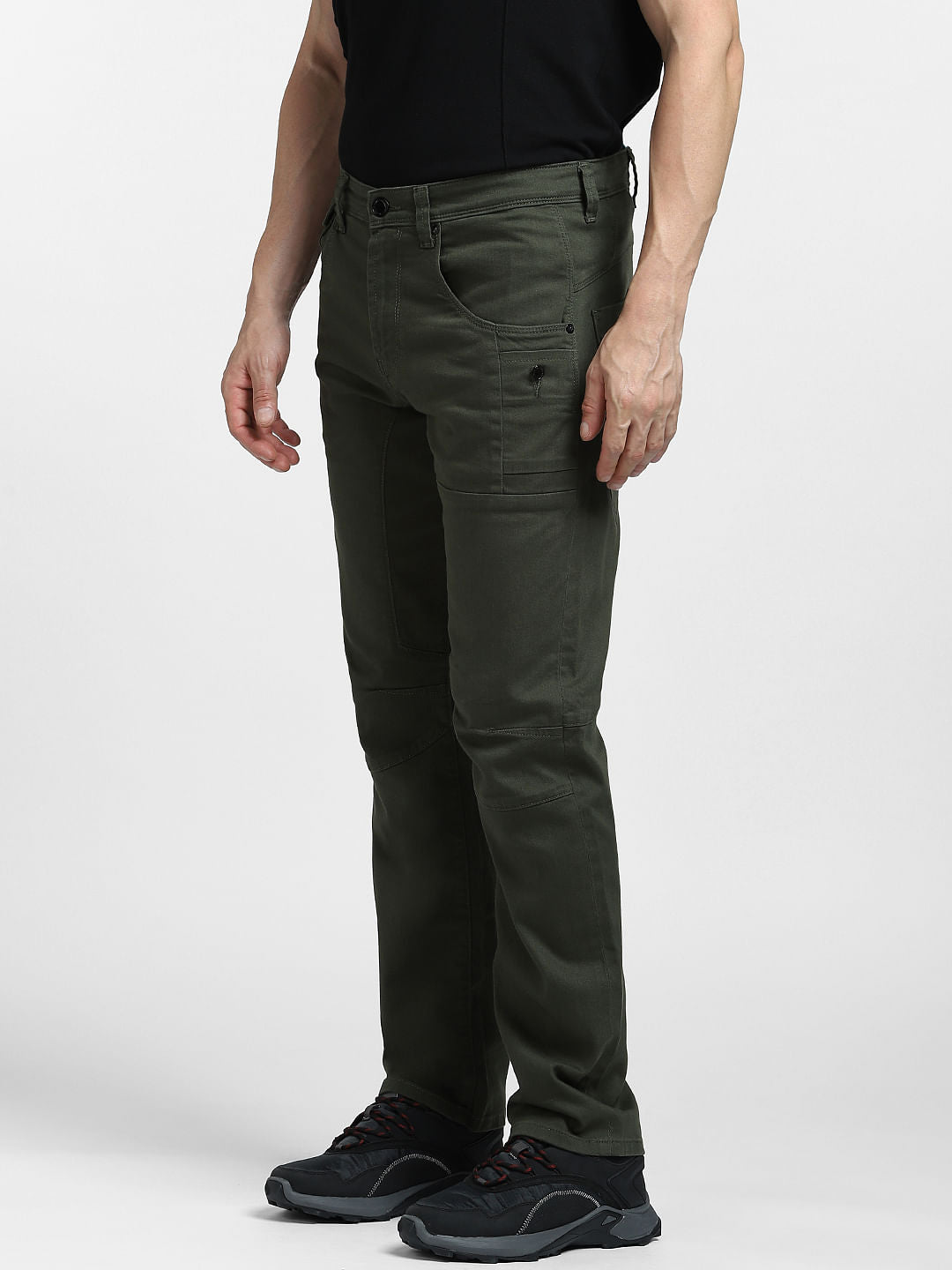 Green Mid Rise Cargo Pants