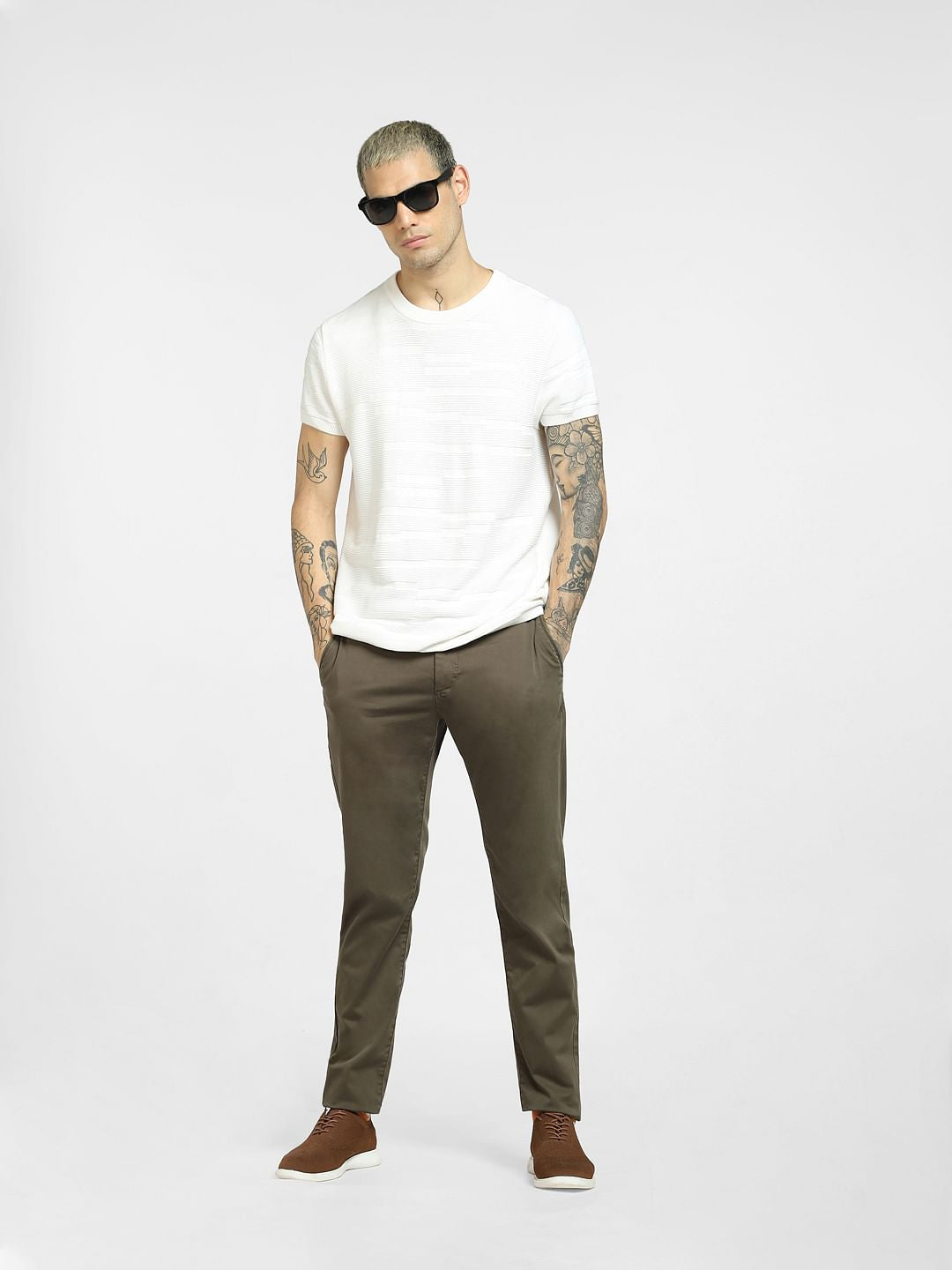 Green Mid Rise Chinos