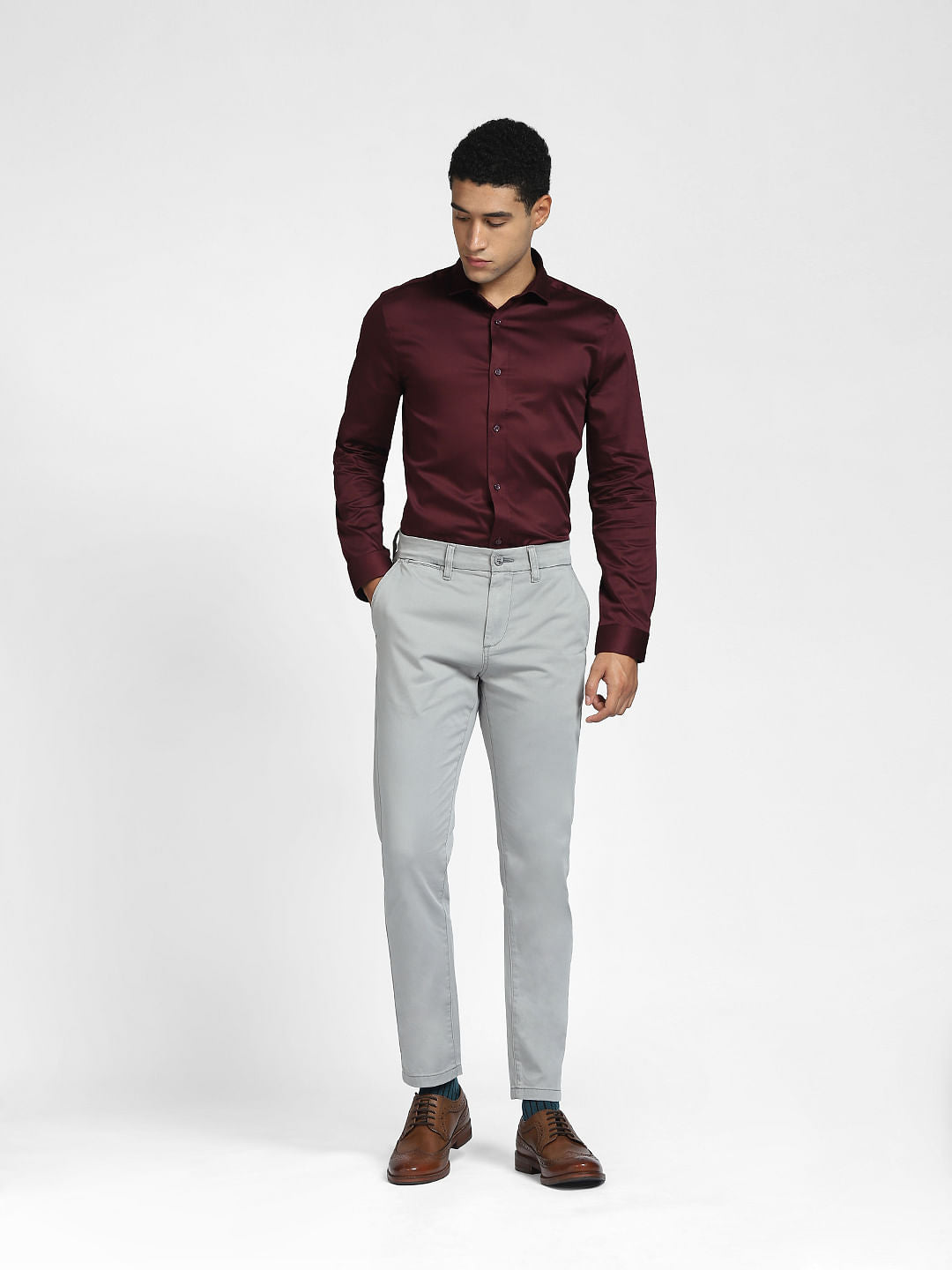 Burgundy Full Sleeves Shirt