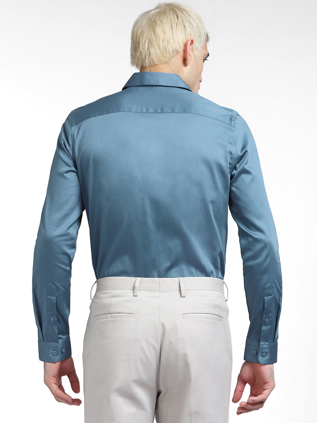 Blue Slim Fit Full Sleeves Shirt