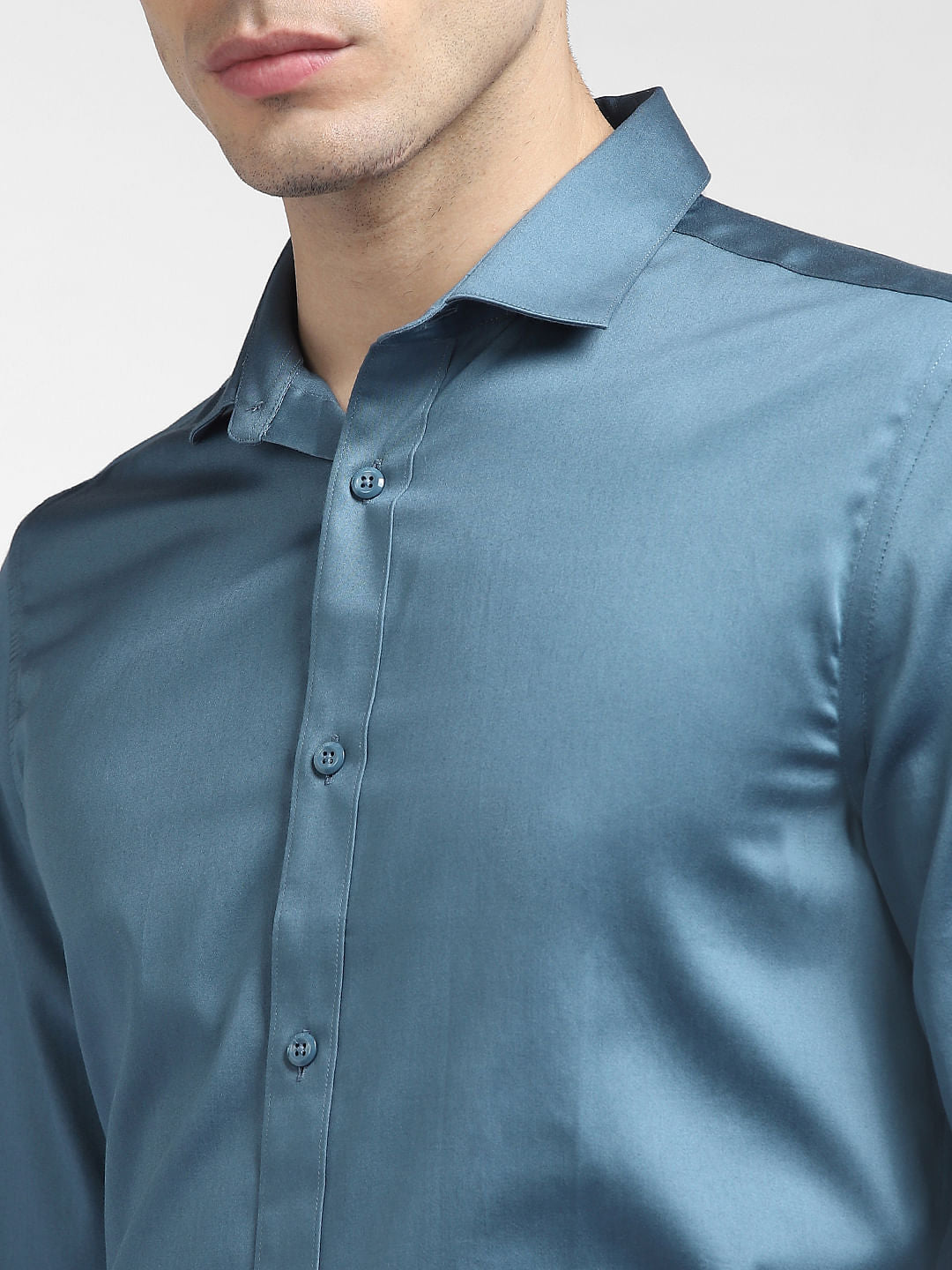Blue Slim Fit Full Sleeves Shirt