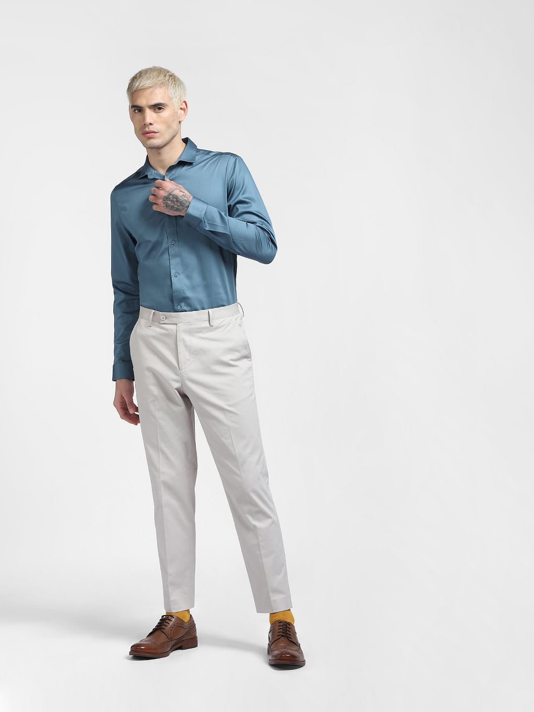 Blue Slim Fit Full Sleeves Shirt
