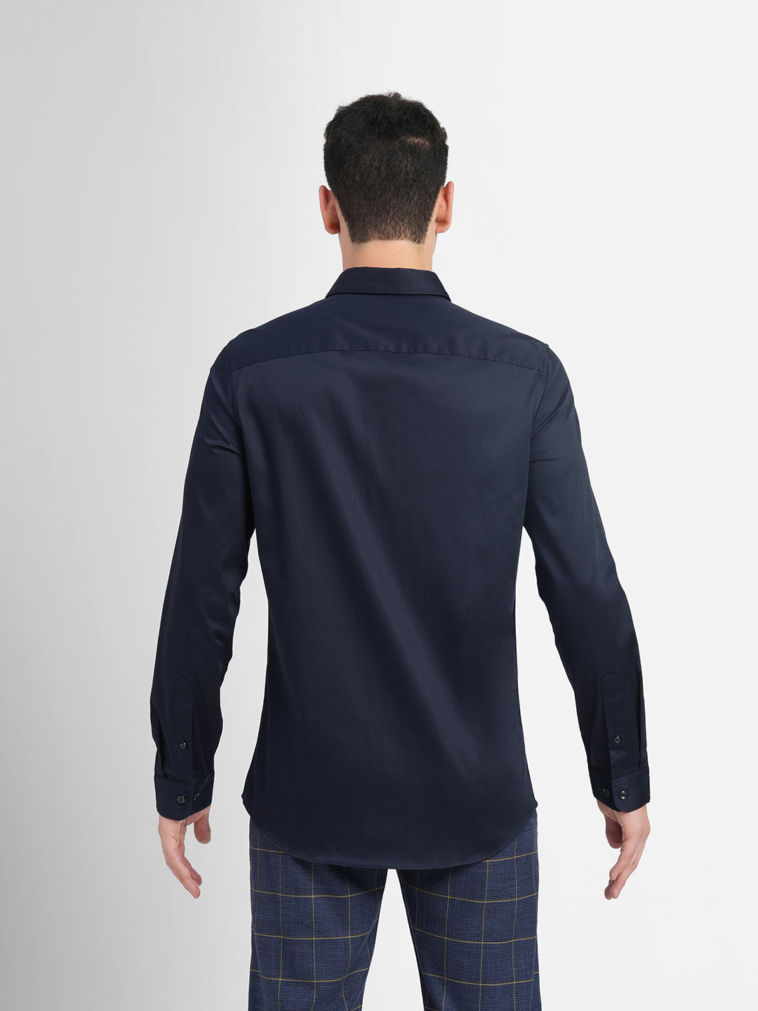 Cotton Stretch Slim Fit Shirt - Navy Blue