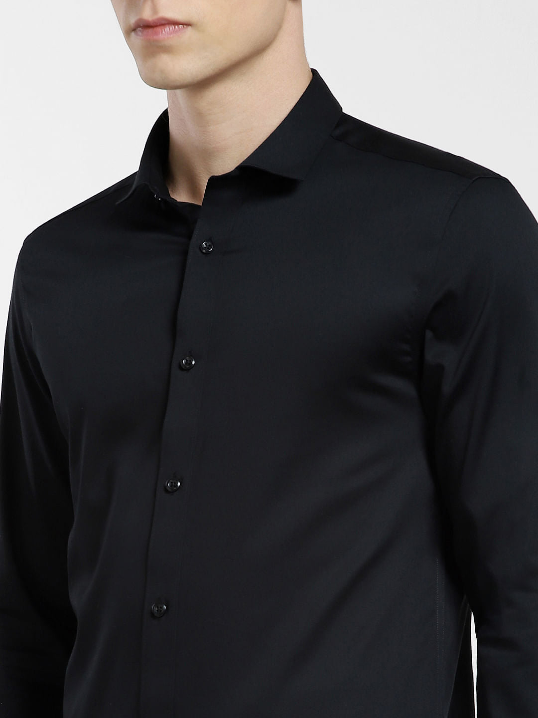 Cotton Stretch Slim Fit Shirt - Black