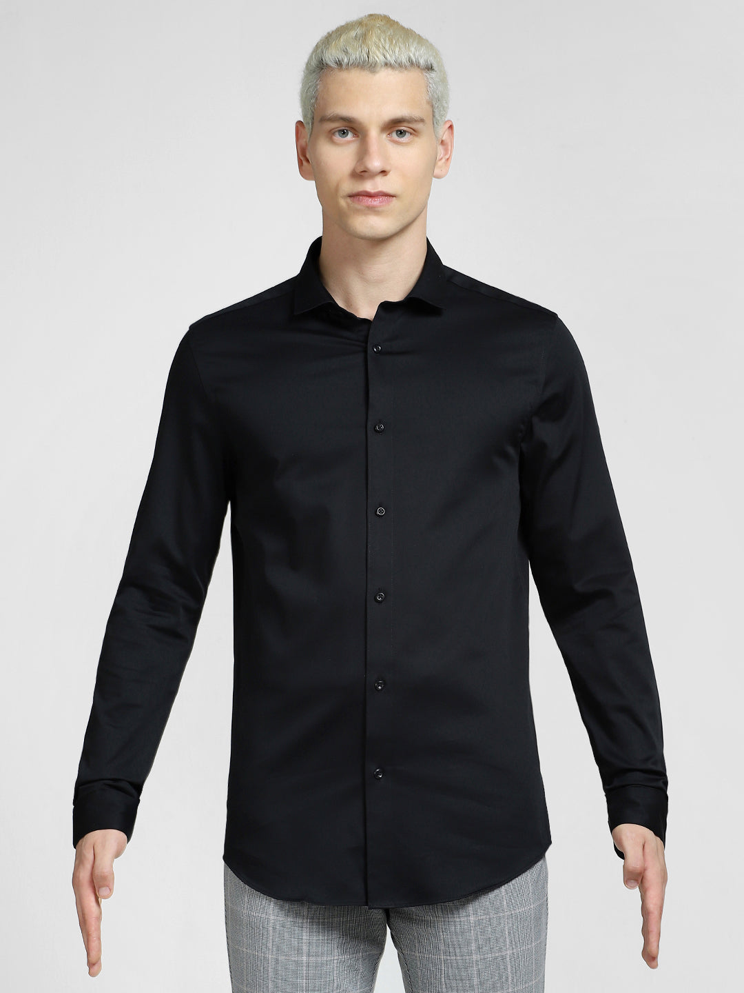 Cotton Stretch Slim Fit Shirt - Black