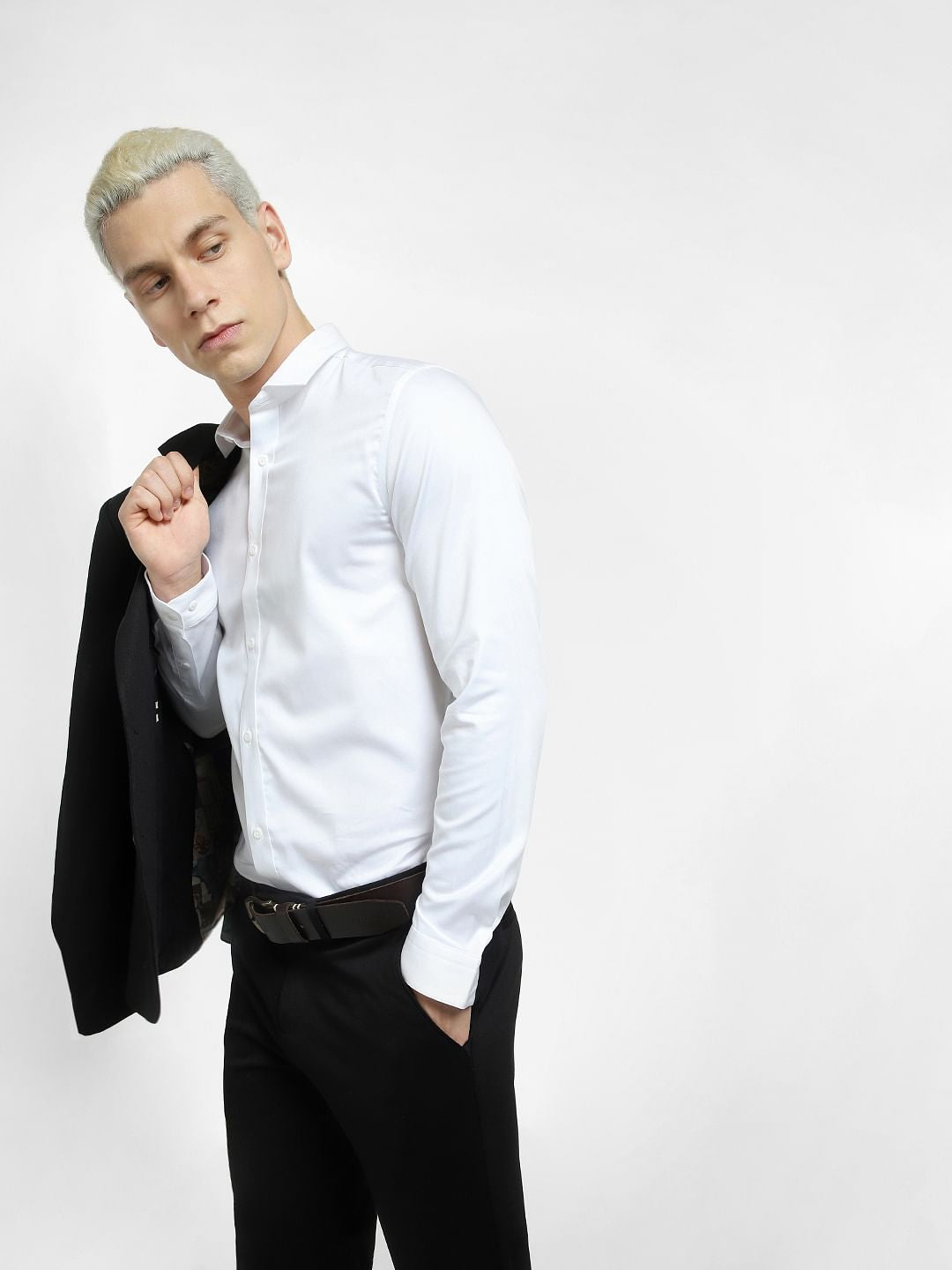 Cotton Stretch Slim Fit Shirt - White