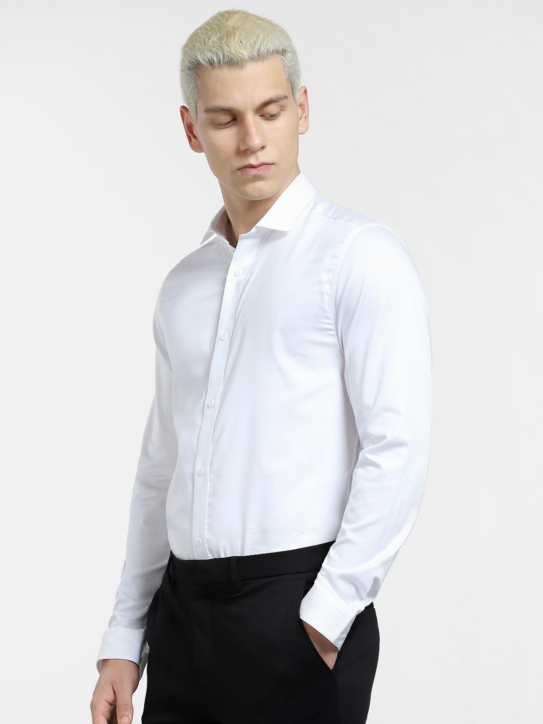 Cotton Stretch Slim Fit Shirt - White