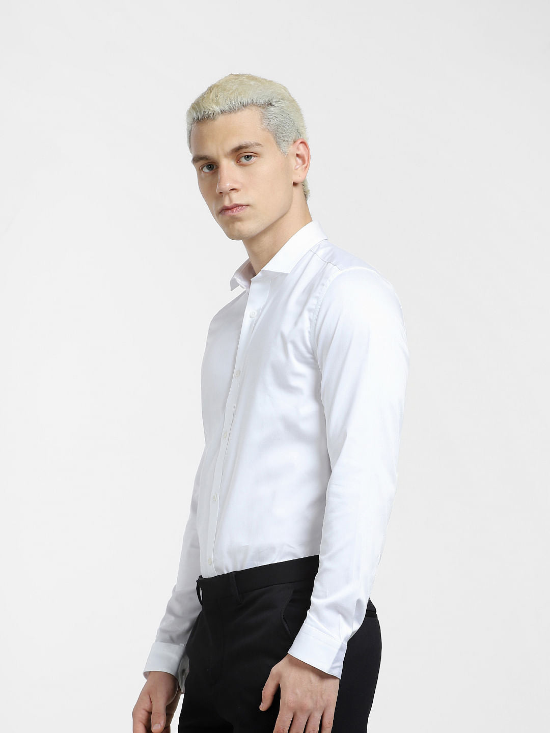 Cotton Stretch Slim Fit Shirt - White