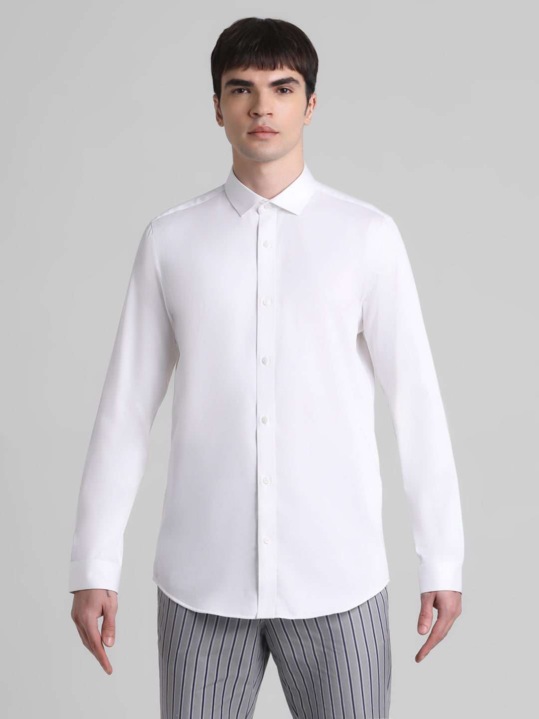Cotton Stretch Slim Fit Shirt - White