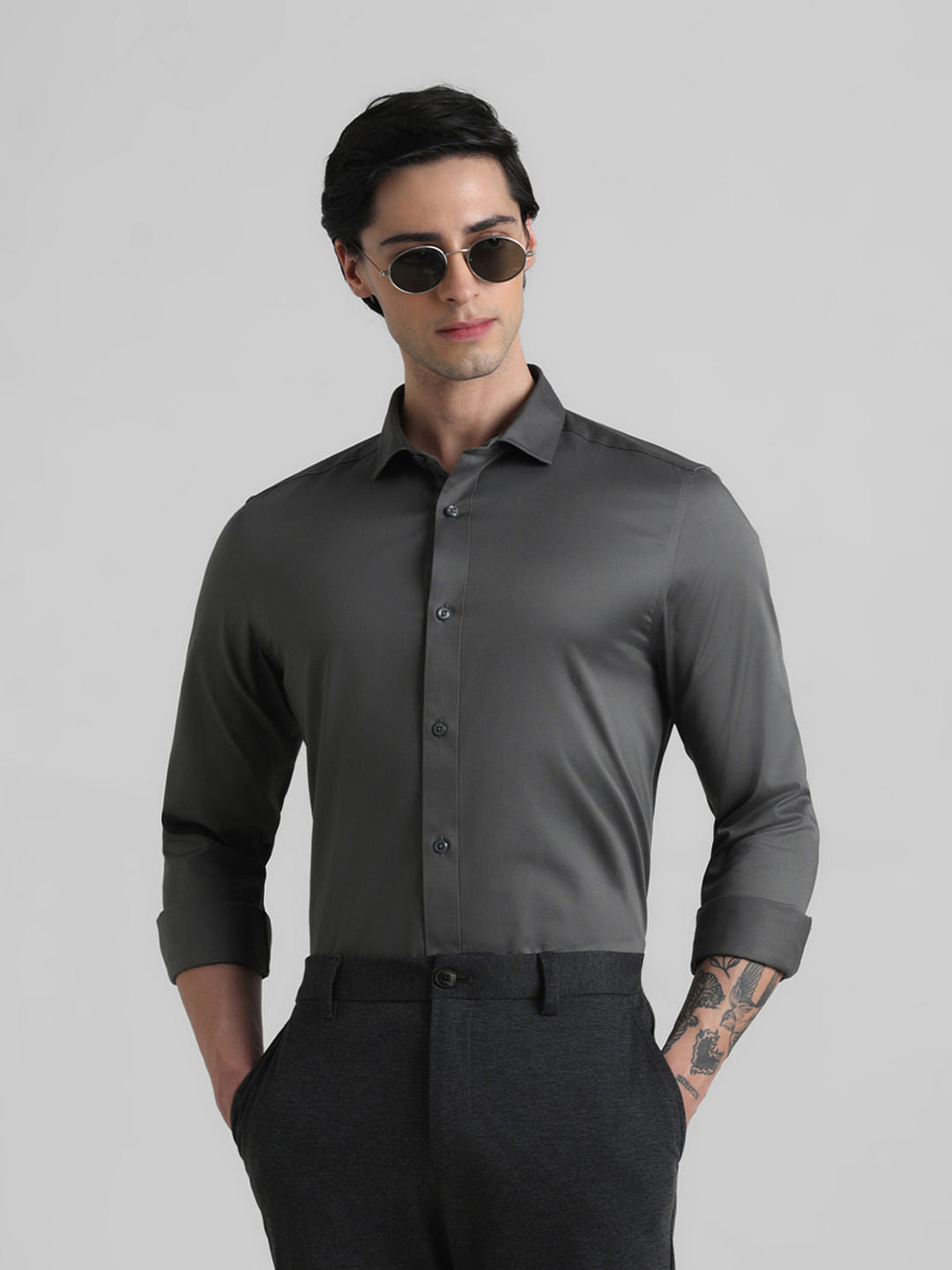Cotton Stretch Slim Fit Shirt - Green