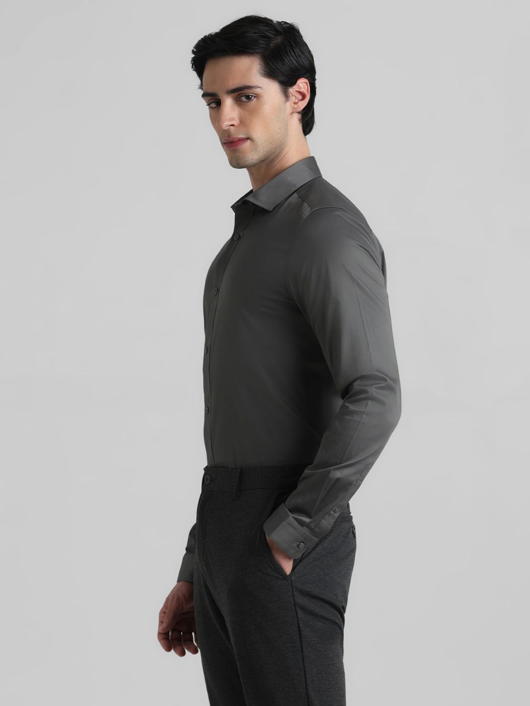 Cotton Stretch Slim Fit Shirt - Green