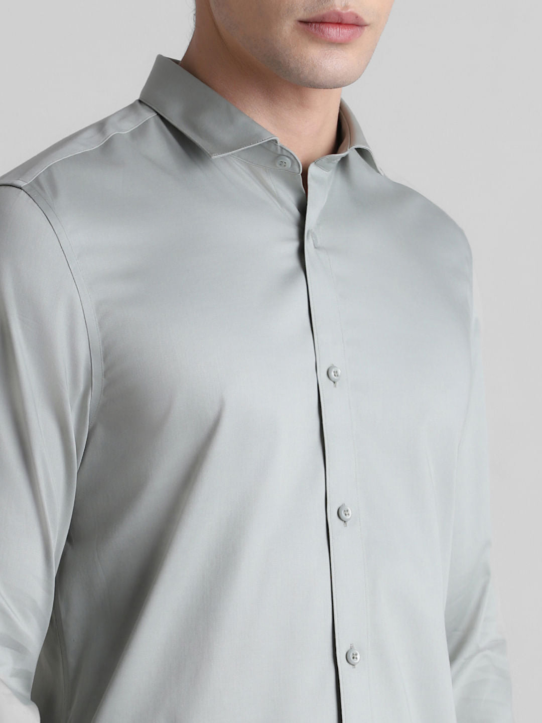 Grey Full Sleeves Solid Shirt