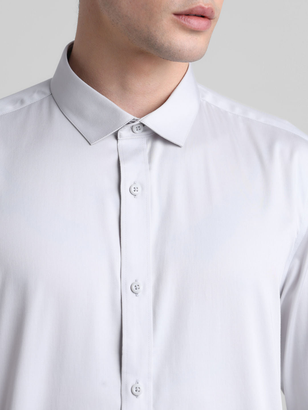 Grey Slim Fit Full Sleeves Shirt