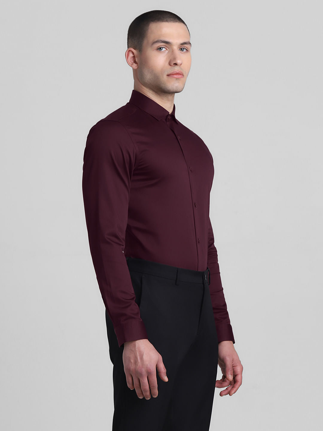 Cotton Stretch Slim Fit Shirt - Red