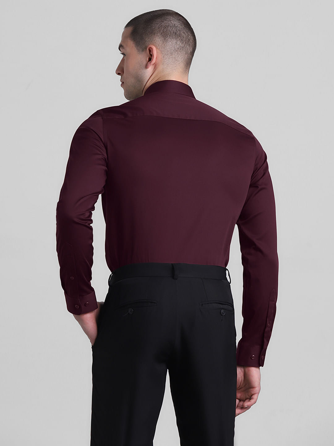 Cotton Stretch Slim Fit Shirt - Red