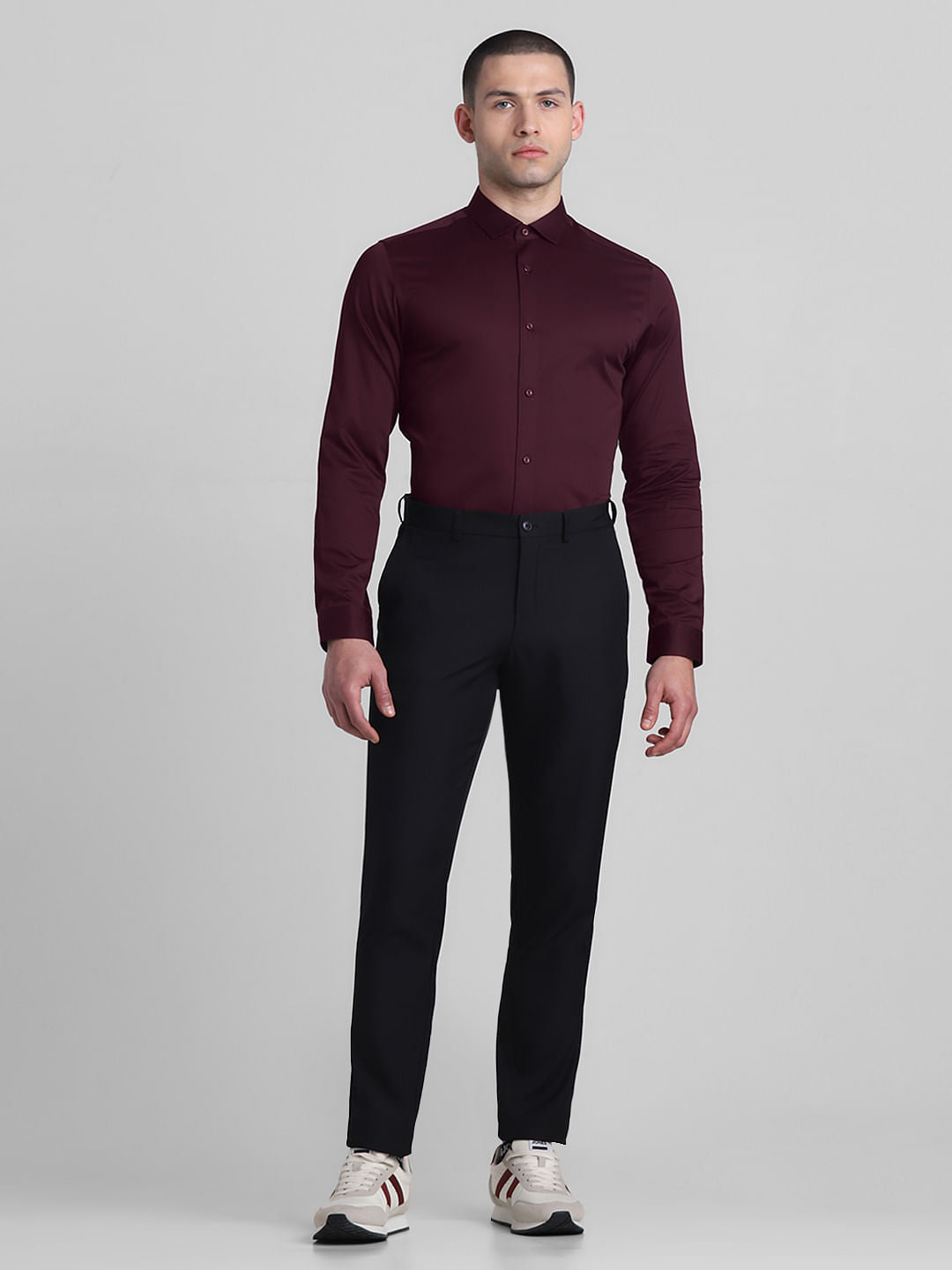 Cotton Stretch Slim Fit Shirt - Red