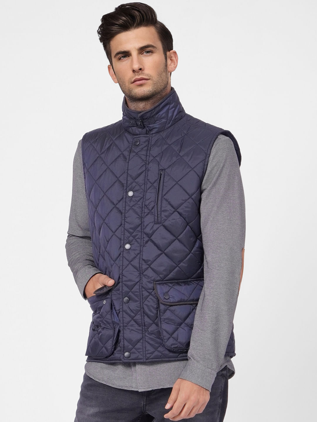 Navy Blue Quilted Vest