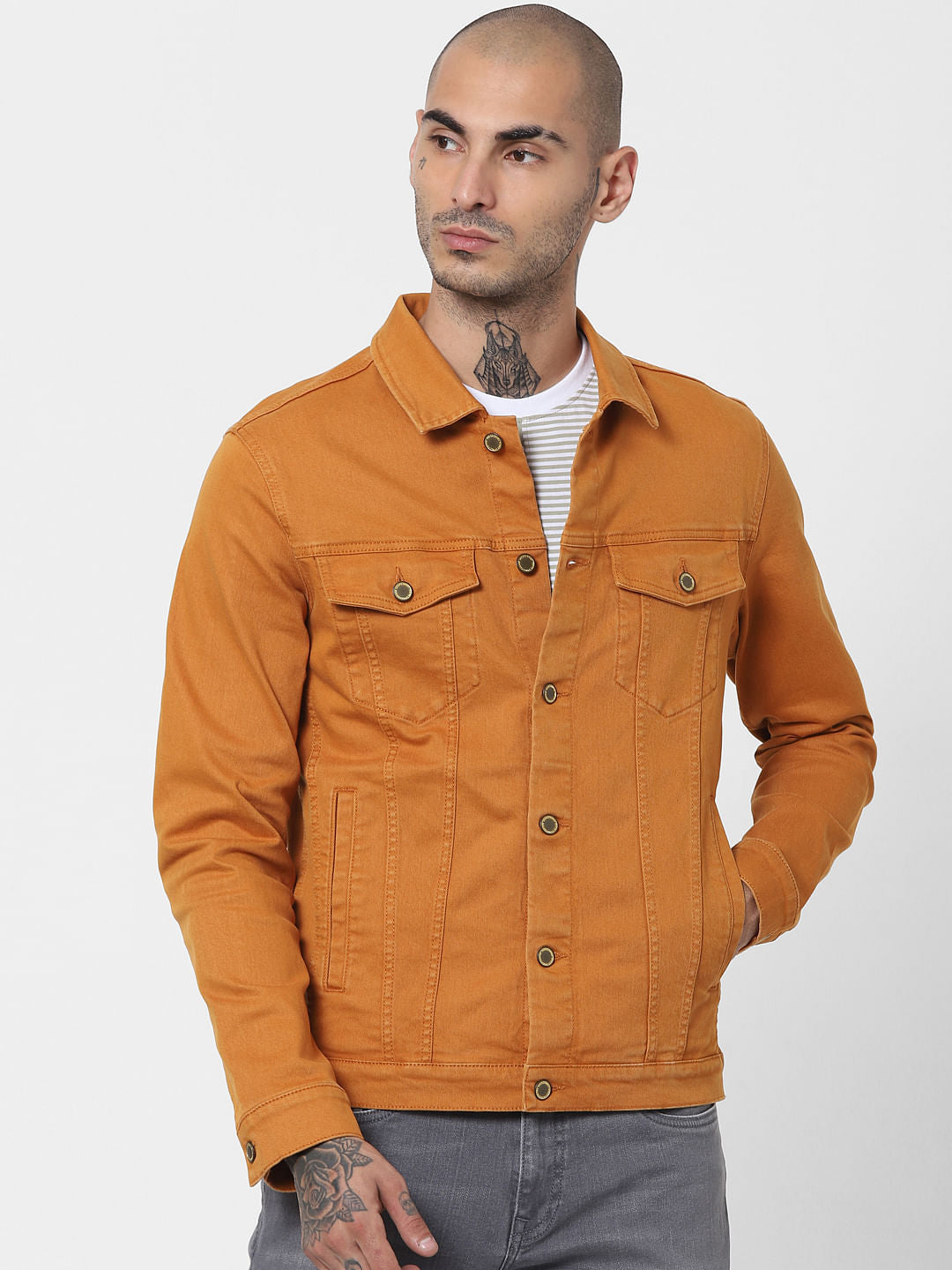 Tan Brown Solid Jacket