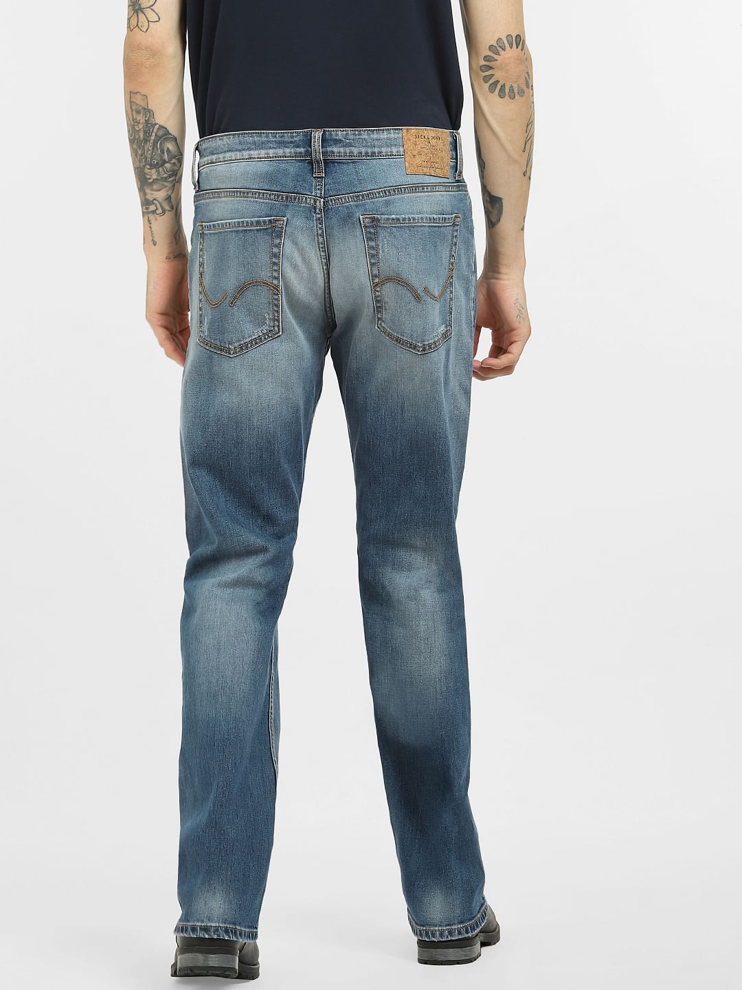 Blue High Rise Washed Bootcut Jeans