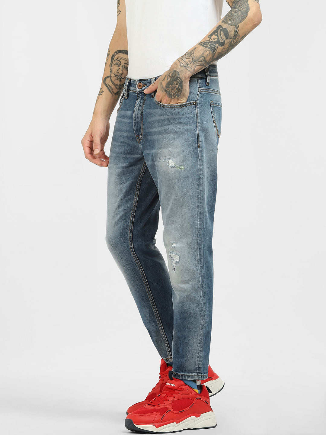 Blue Low Rise Washed Glenn Slim Jeans