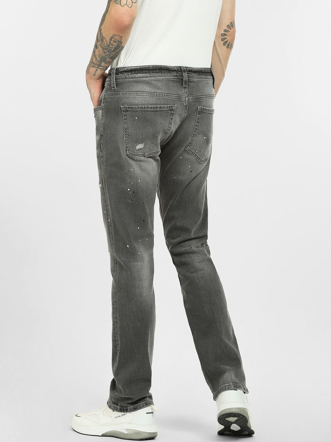 Black Mid Rise Faded Regular Fit Jeans