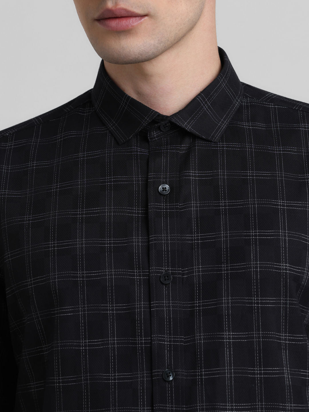 Black Check Print Full Sleeves Shirt