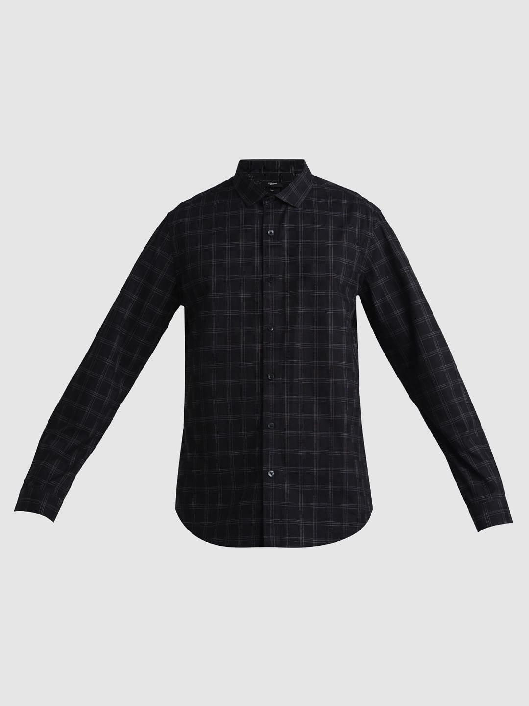 Black Check Print Full Sleeves Shirt