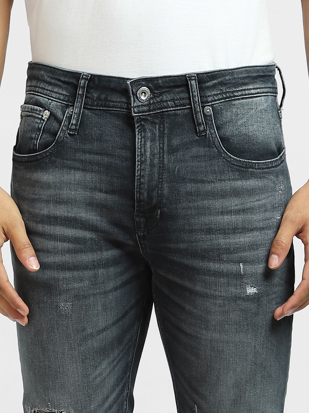 Dark Blue Low Rise Ripped Ben Skinny Jeans