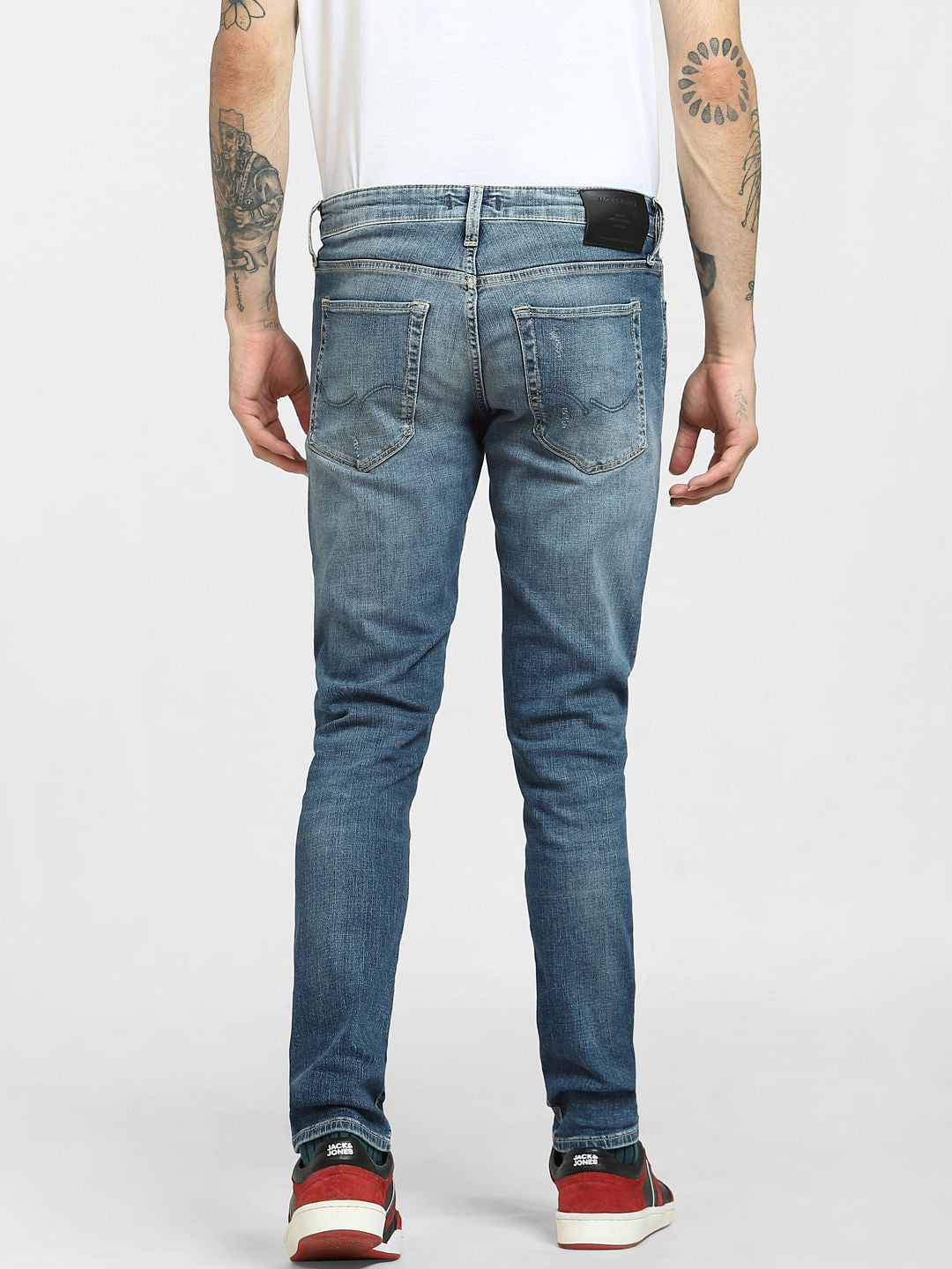 Light Blue Low Rise Distressed Slim Jeans