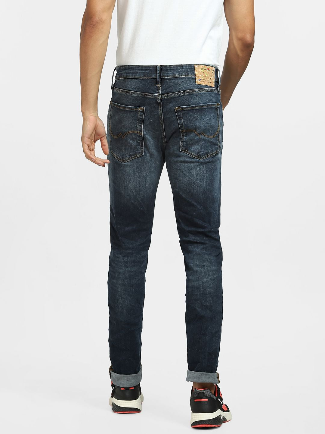 Dark Blue Low Rise Distressed Skinny Jeans