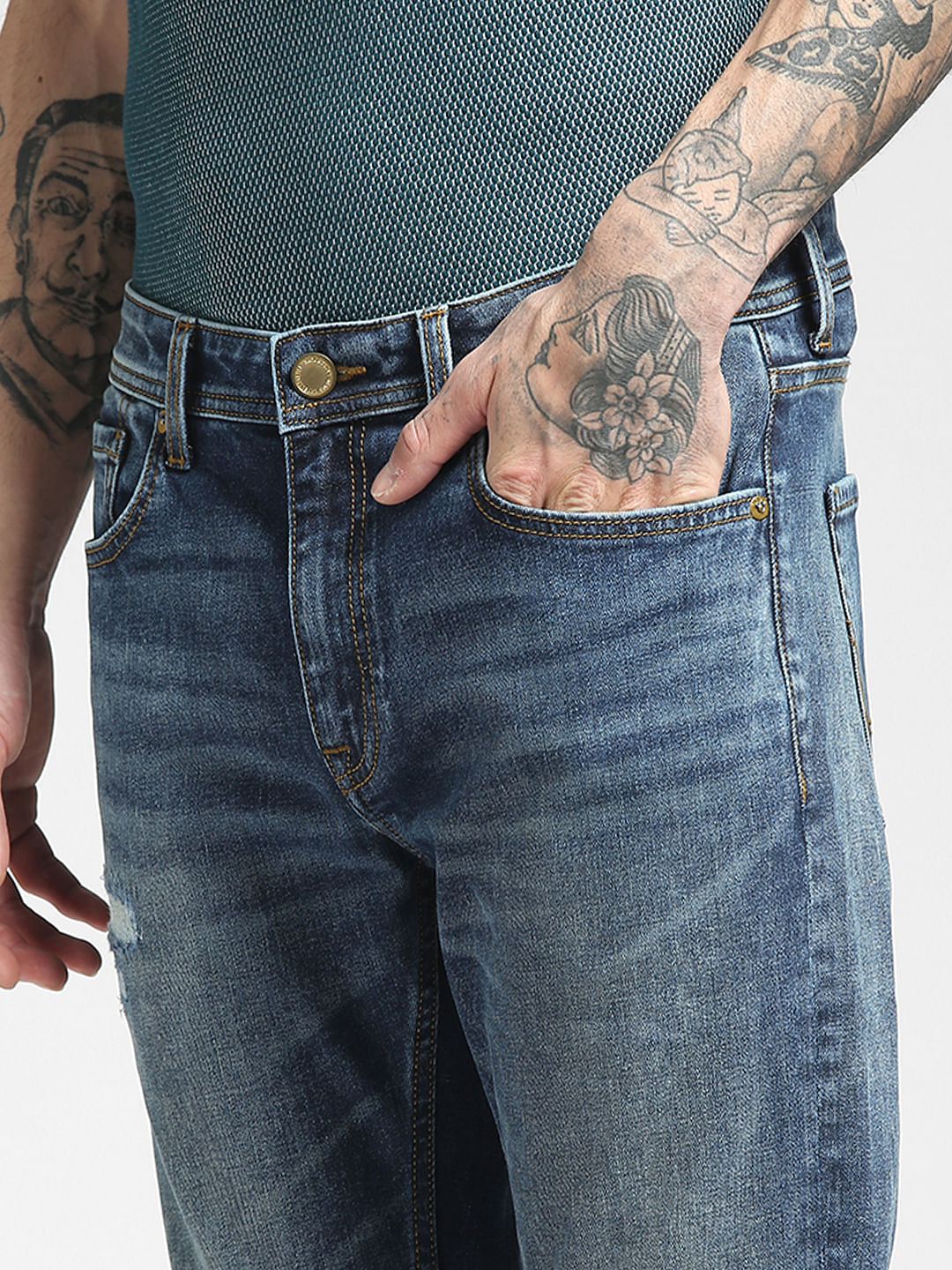 Blue Low Rise Tim Anti Fit Jeans