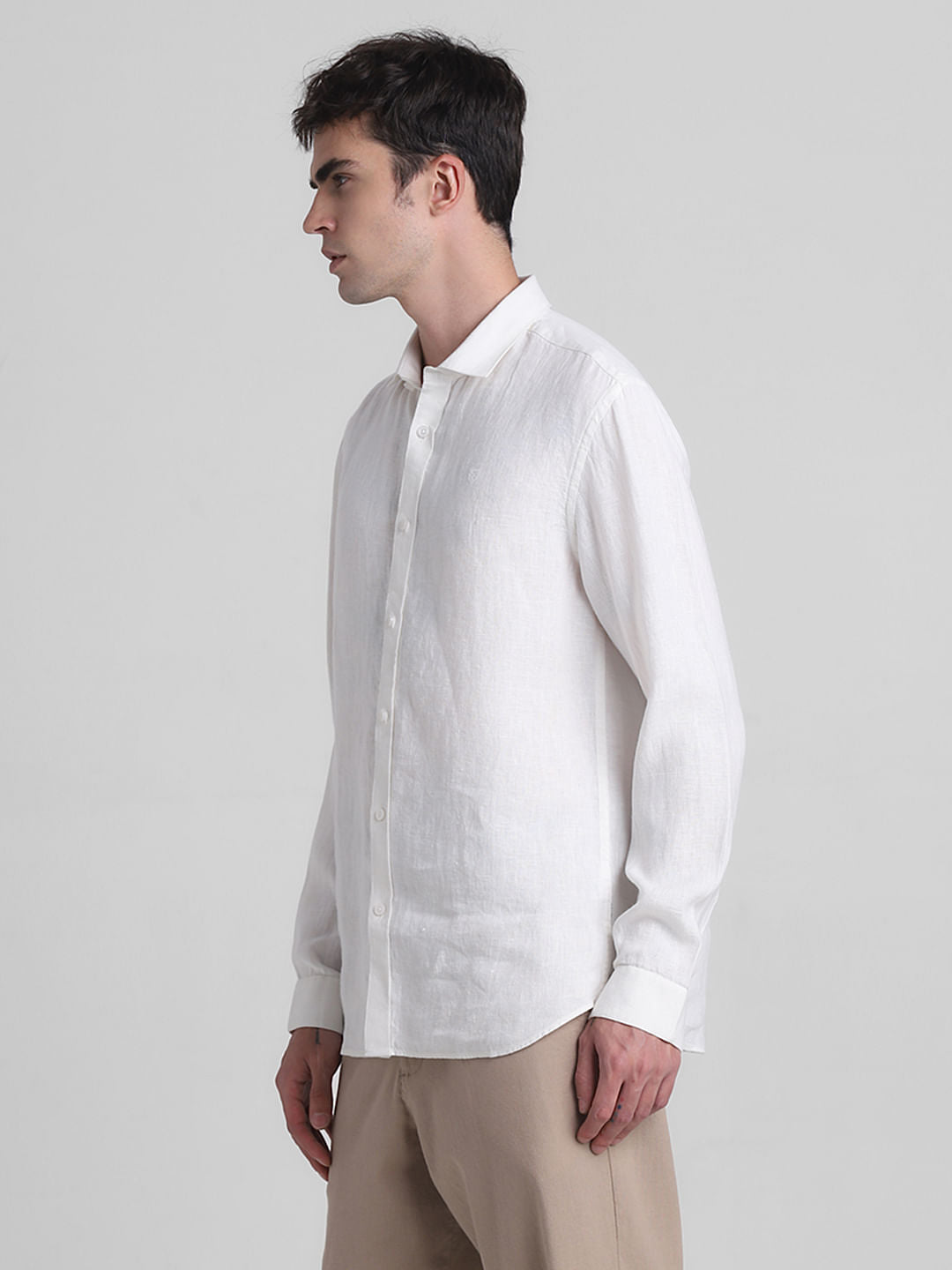 White Linen Full Sleeves Shirt
