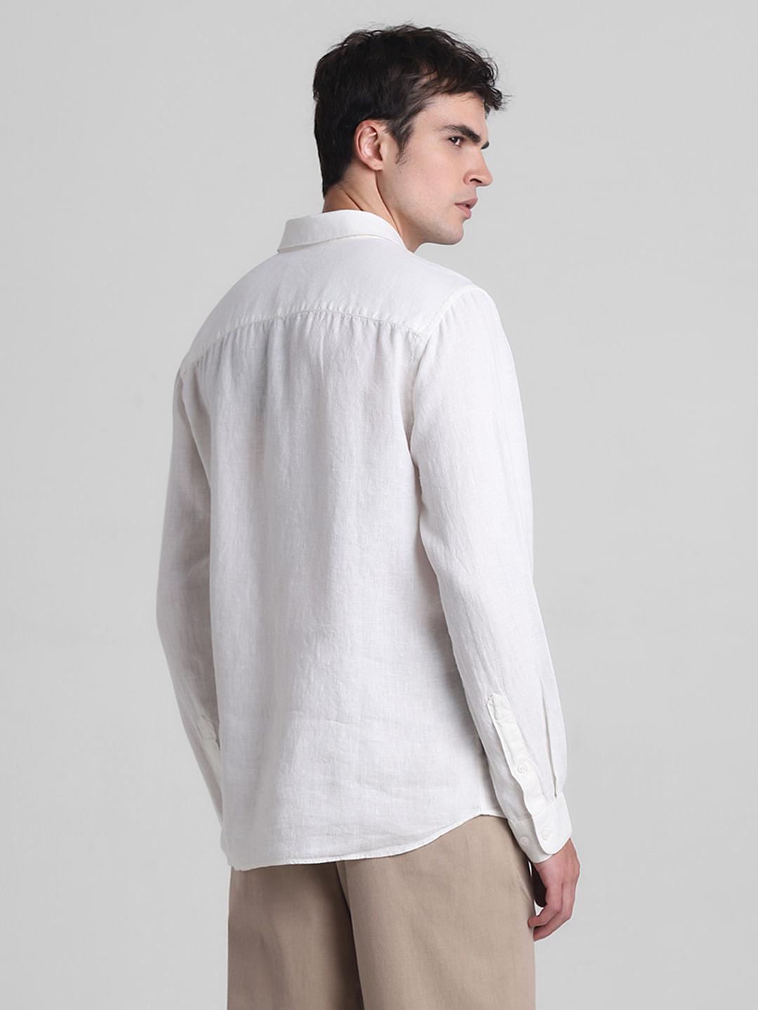 White Linen Full Sleeves Shirt