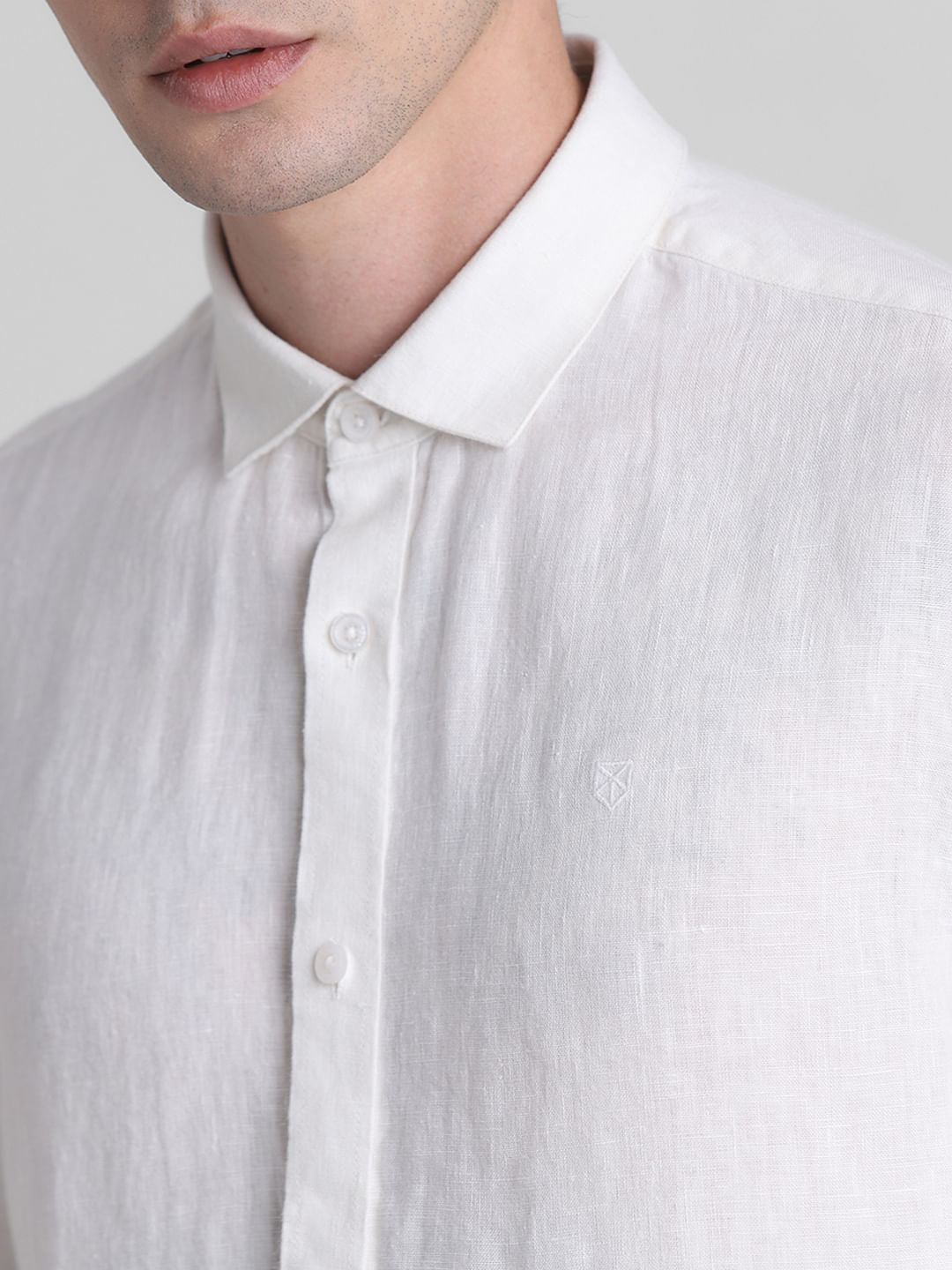 White Linen Full Sleeves Shirt