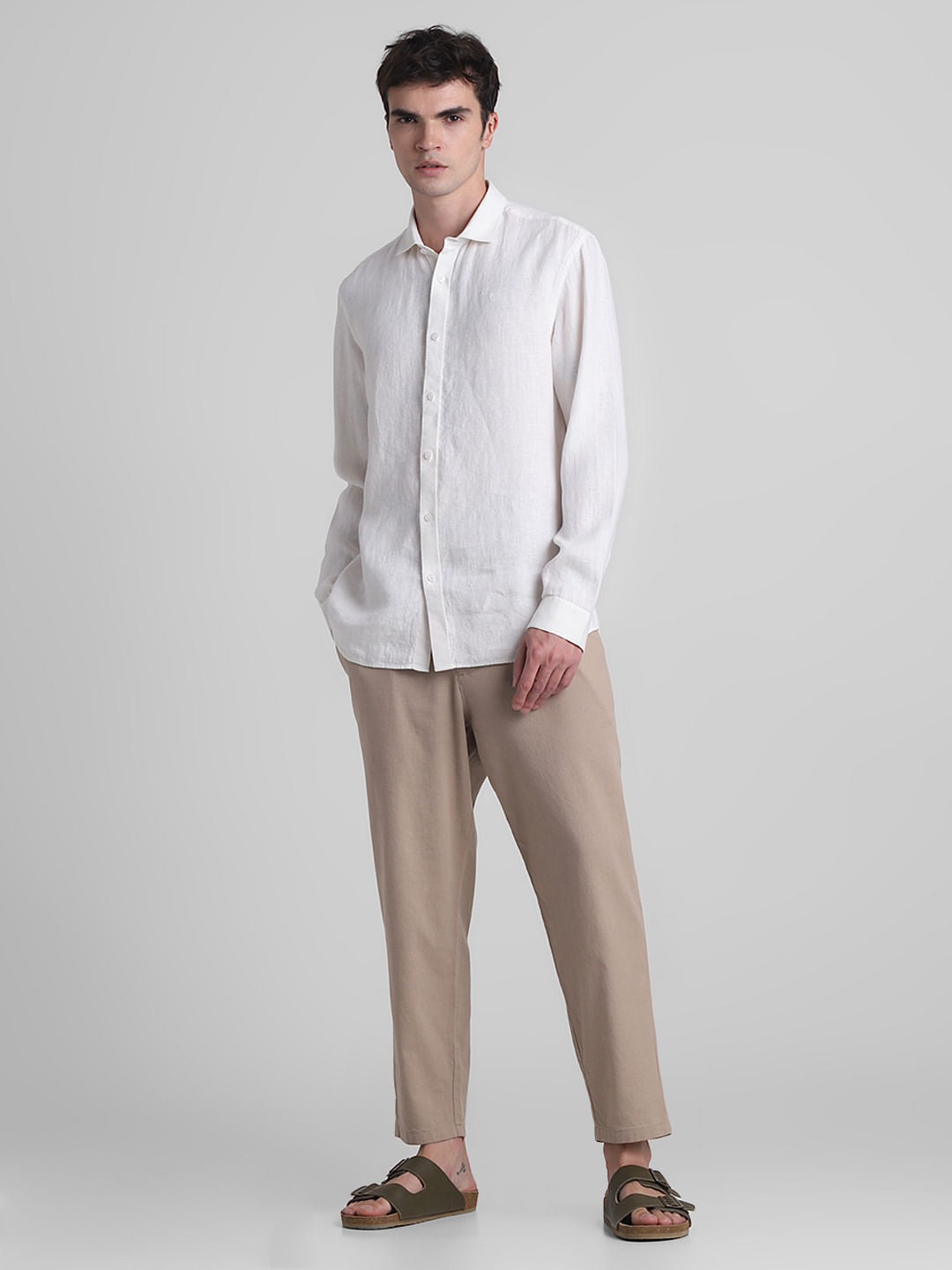 White Linen Full Sleeves Shirt