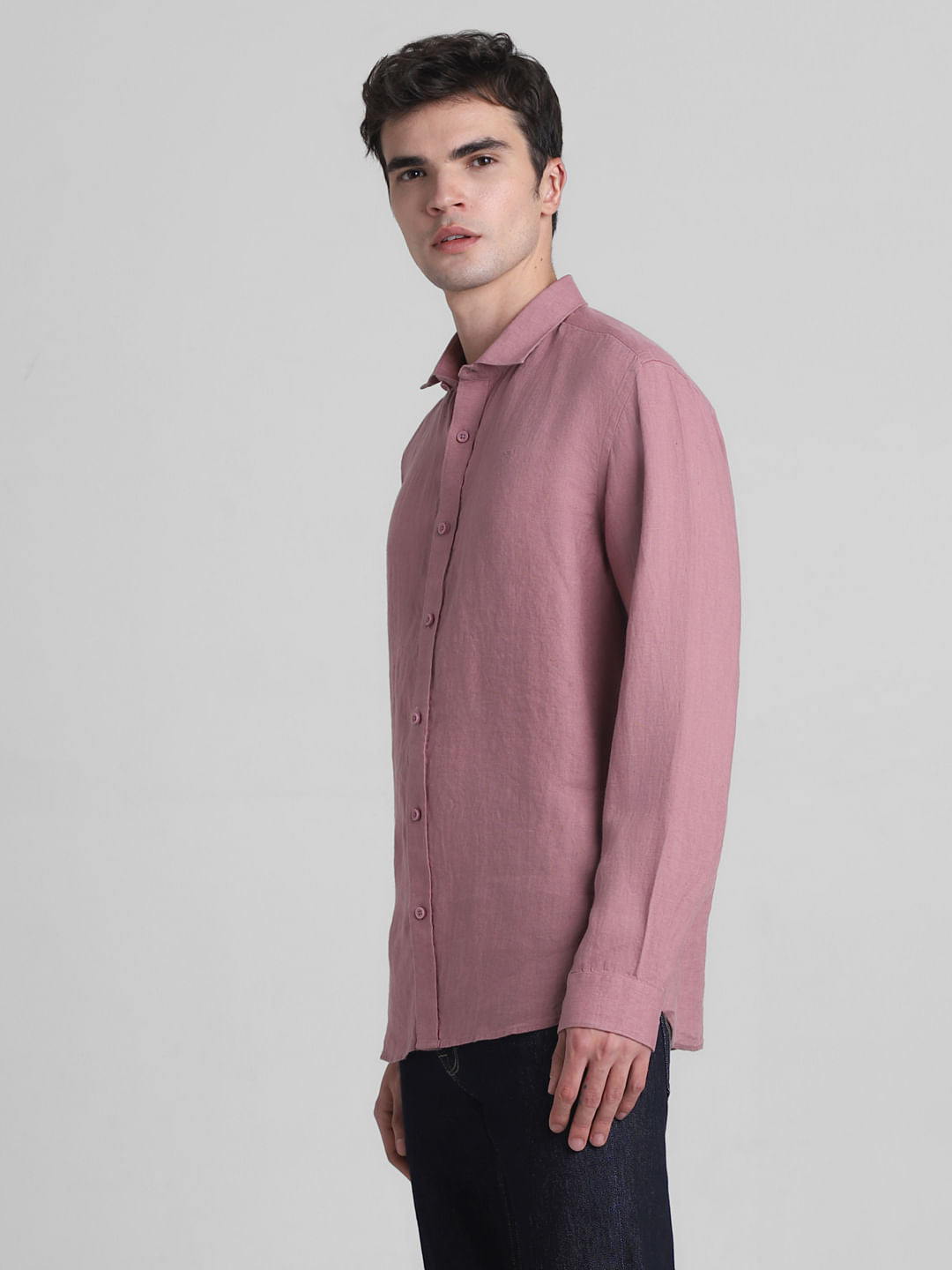 Pink Linen Full Sleeves Shirt