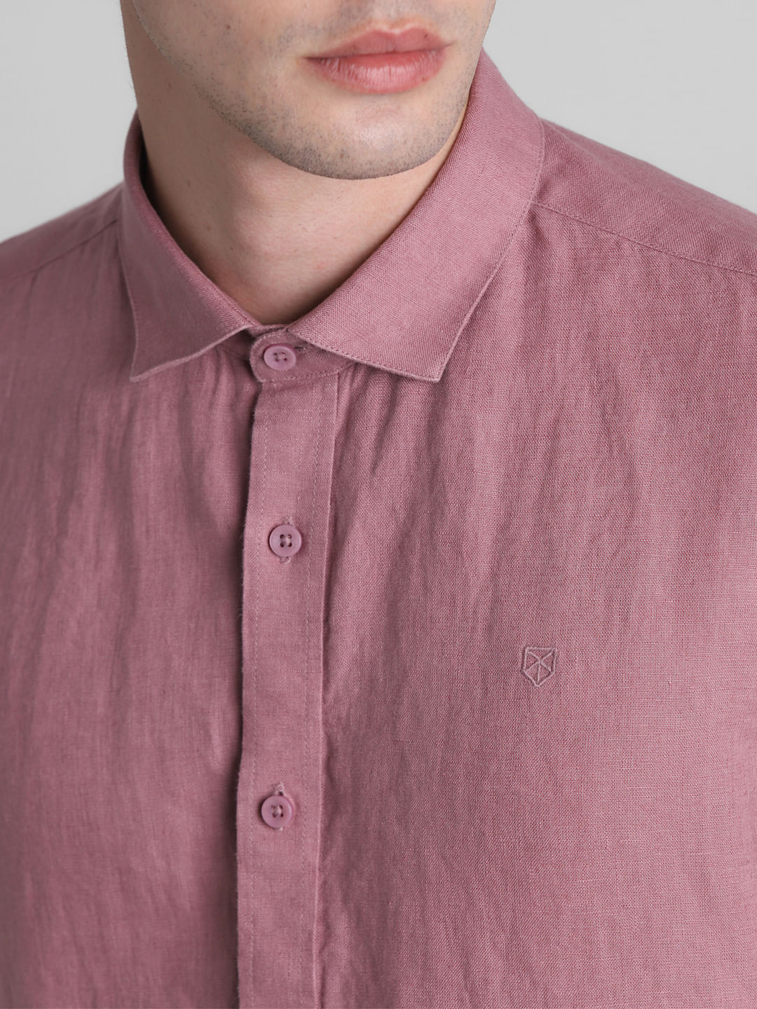 Pink Linen Full Sleeves Shirt