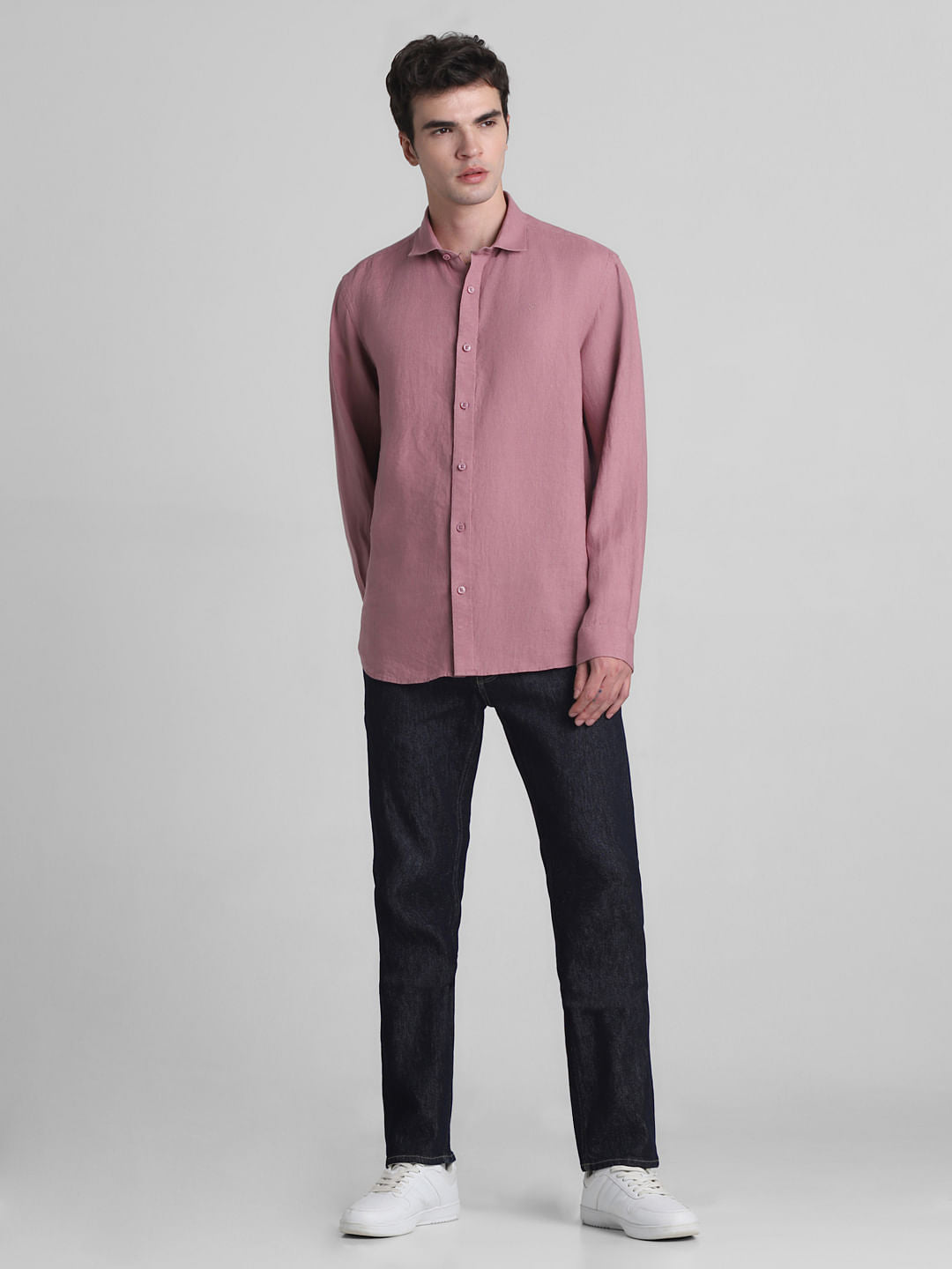 Pink Linen Full Sleeves Shirt
