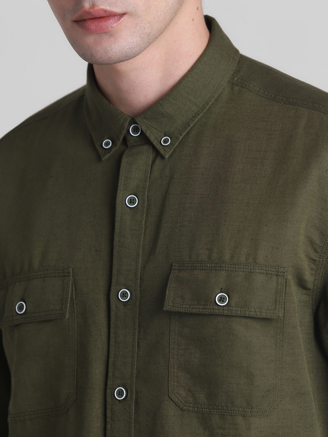 Green Slim Fit Full Sleeves Shirt